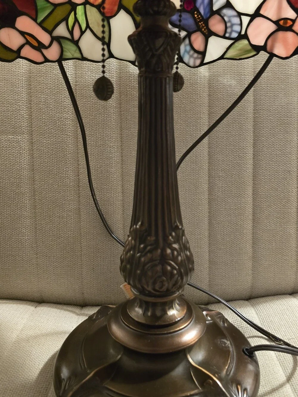 Dale Tiffany Butterfly Stained Glass Bronze Table Lamp